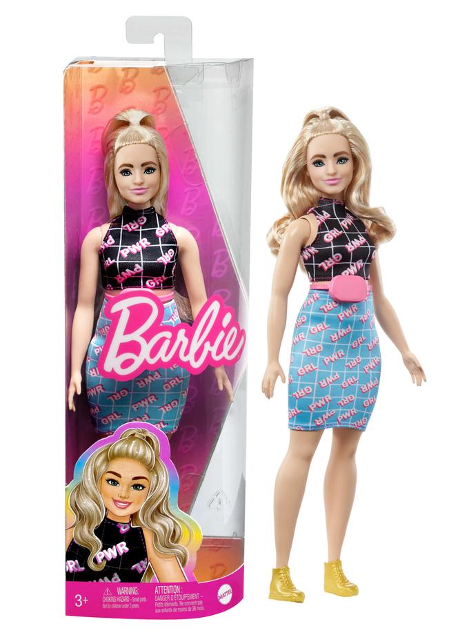 Barbie Doll, Curvy Blonde in Girl Power Outfit, Barbie Fashionistas Free shipping