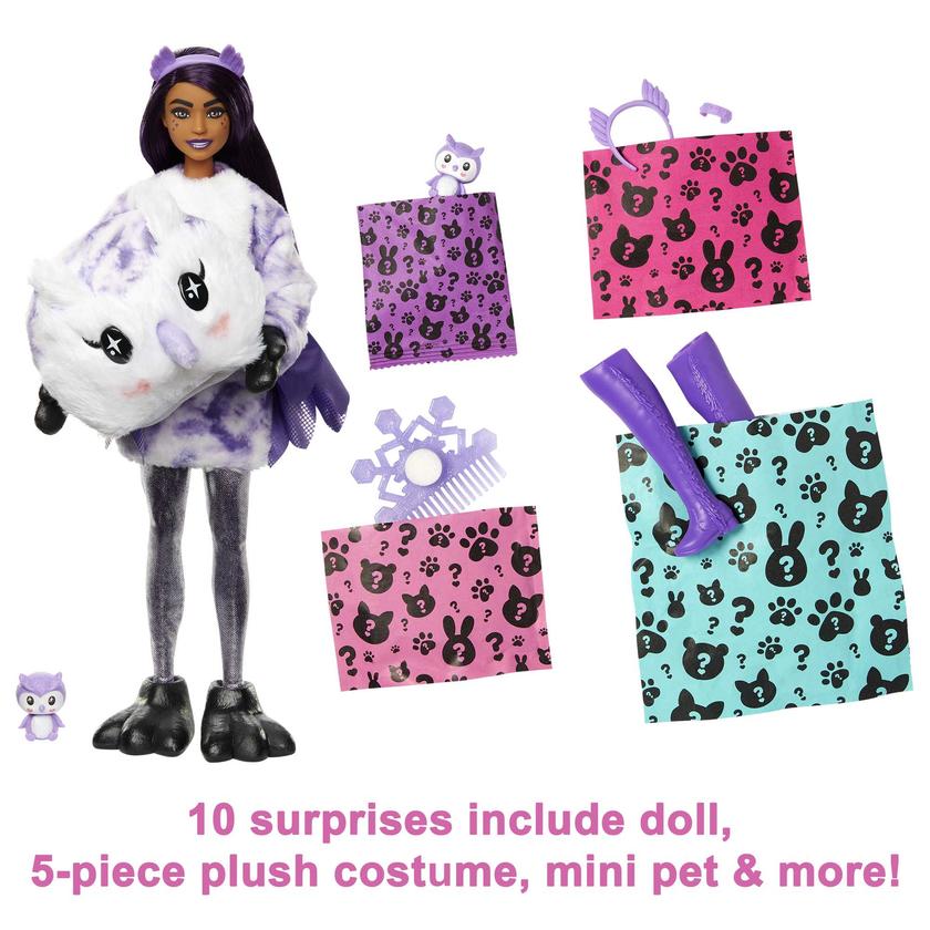 Barbie Doll Cutie Reveal Owl Costume Doll With Pet, Color Change, Snowflake Sparkle Same Day Delivery