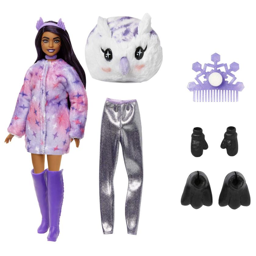 Barbie Doll Cutie Reveal Owl Costume Doll With Pet, Color Change, Snowflake Sparkle Same Day Delivery