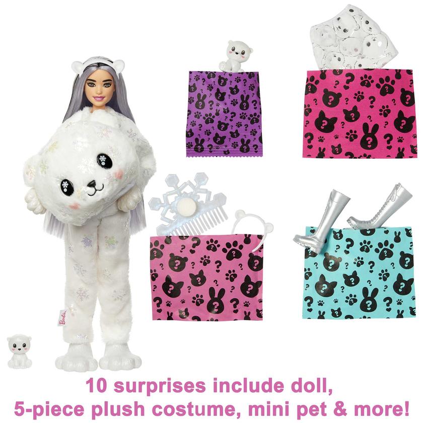 Barbie Doll Cutie Reveal Polar Bear Costume Doll With Pet, Color Change, Snowflake Sparkle Best Price