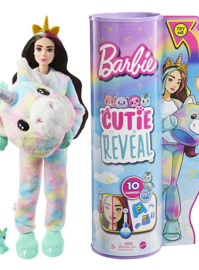 Barbie Doll Cutie Reveal Unicorn Plush Costume Doll With Pet, Color Change Same Day Delivery