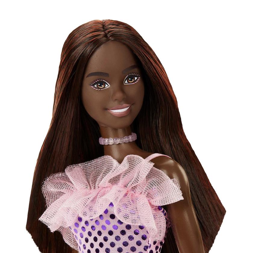 Barbie Doll, Kids Toys, Dark Brown Hair And Metallic Dress Best Seller