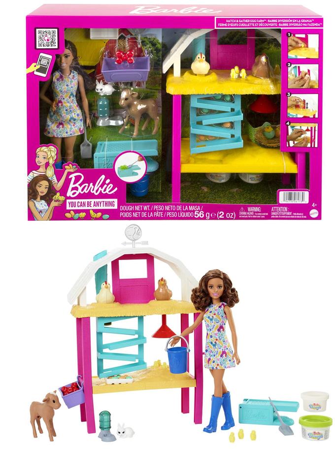 Barbie Doll Playset, Hatch & Gather Egg Farm With Animals, Dough, Kids Toys High Quality