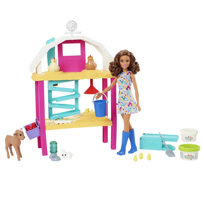 Barbie Doll Playset, Hatch & Gather Egg Farm With Animals, Dough, Kids Toys High Quality