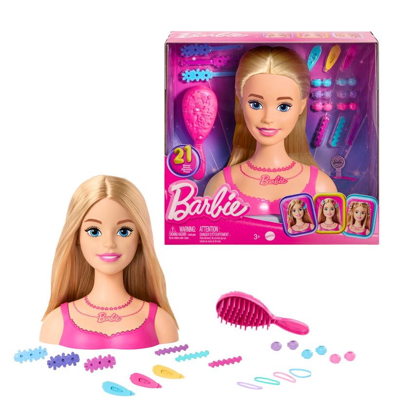 Barbie Doll Styling Head, Blond Hair With 20 Colorful Accessories New Arrival