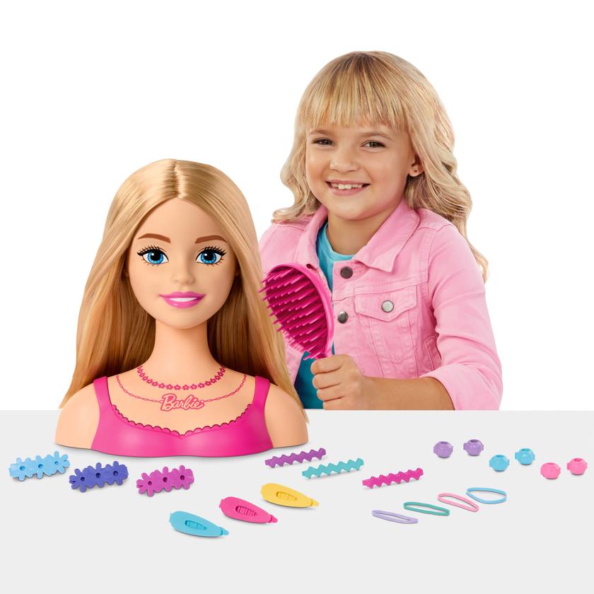 Barbie Doll Styling Head, Blond Hair With 20 Colorful Accessories New Arrival