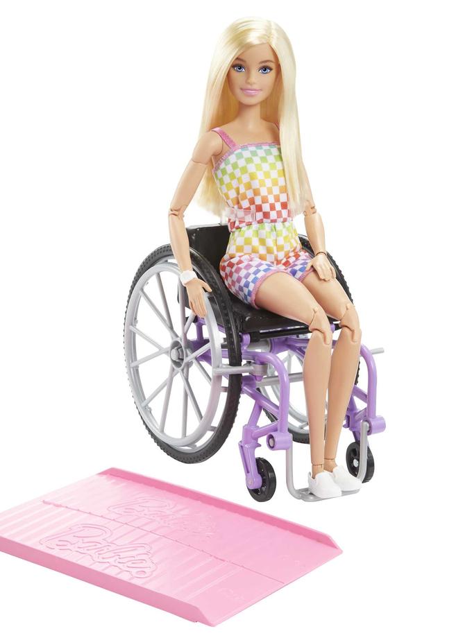 Barbie Doll With Wheelchair And Ramp, Blonde, Barbie Fashionistas Free shipping