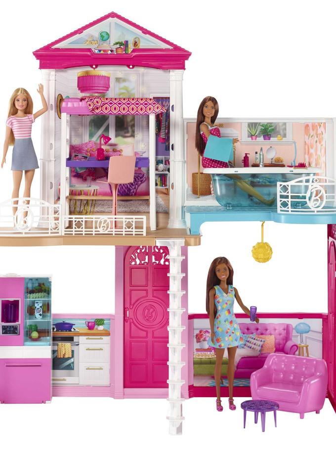 Barbie Dollhouse And Furniture Set With 3 Dolls For Sale