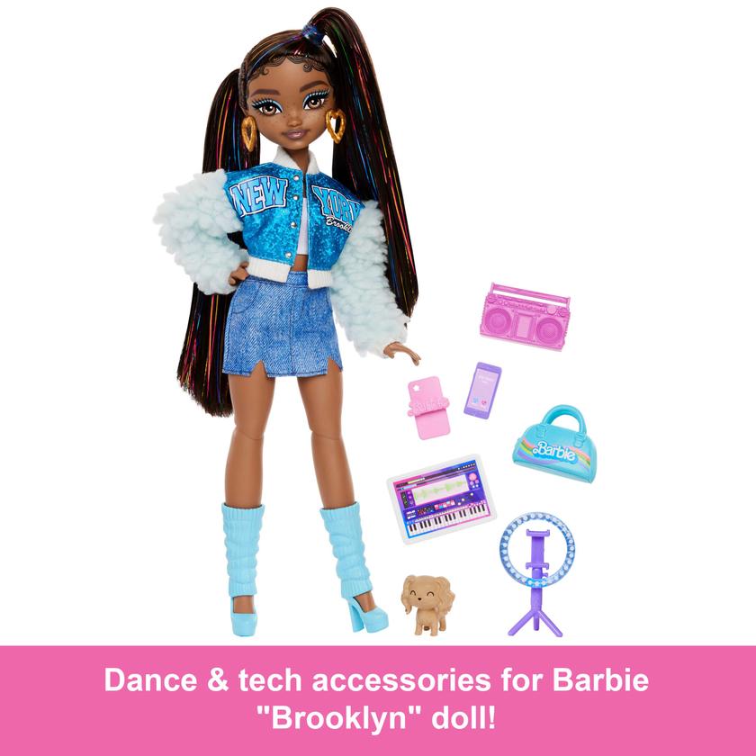 Barbie Dream Besties Barbie “Brooklyn” Fashion Doll With 8 Video & Music Themed Accessories New Arrival