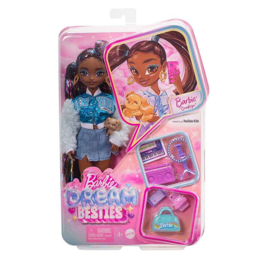 Barbie Dream Besties Barbie “Brooklyn” Fashion Doll With 8 Video & Music Themed Accessories New Arrival