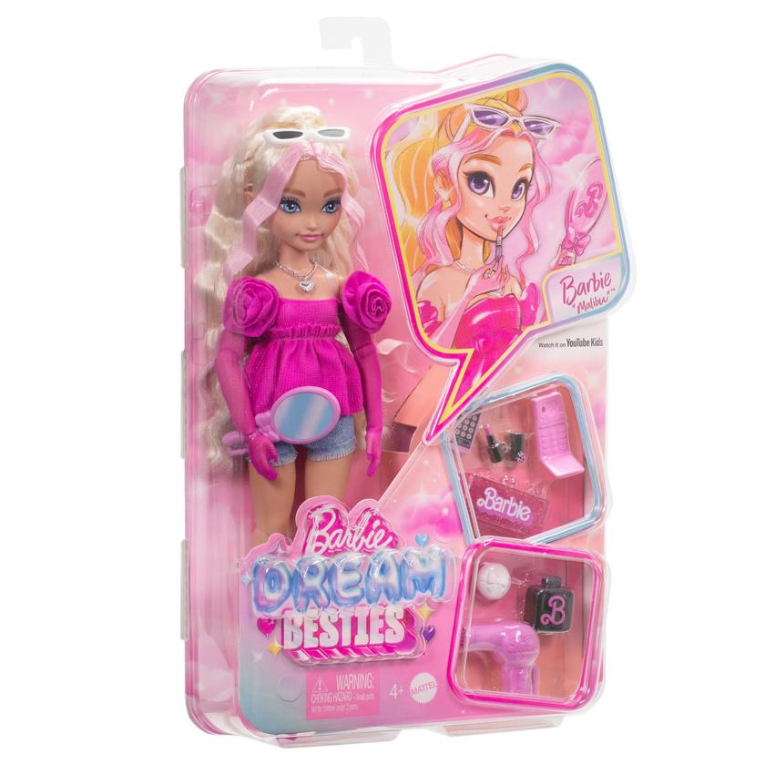 Barbie Dream Besties Barbie “Malibu” Fashion Doll With 8 Makeup & Hair Themed Accessories Best Buy