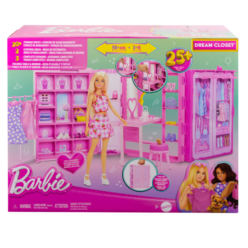 Barbie Dream Closet Toy Playset With Fashion Doll, CloThes, & Accessories, 3-Ft-Wide With 25+ Pieces On Sale