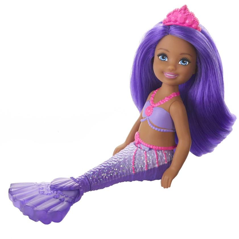 Barbie Dreamtopia Chelsea Mermaid Doll, 6.5-Inch With Purple Hair And Tail On Sale