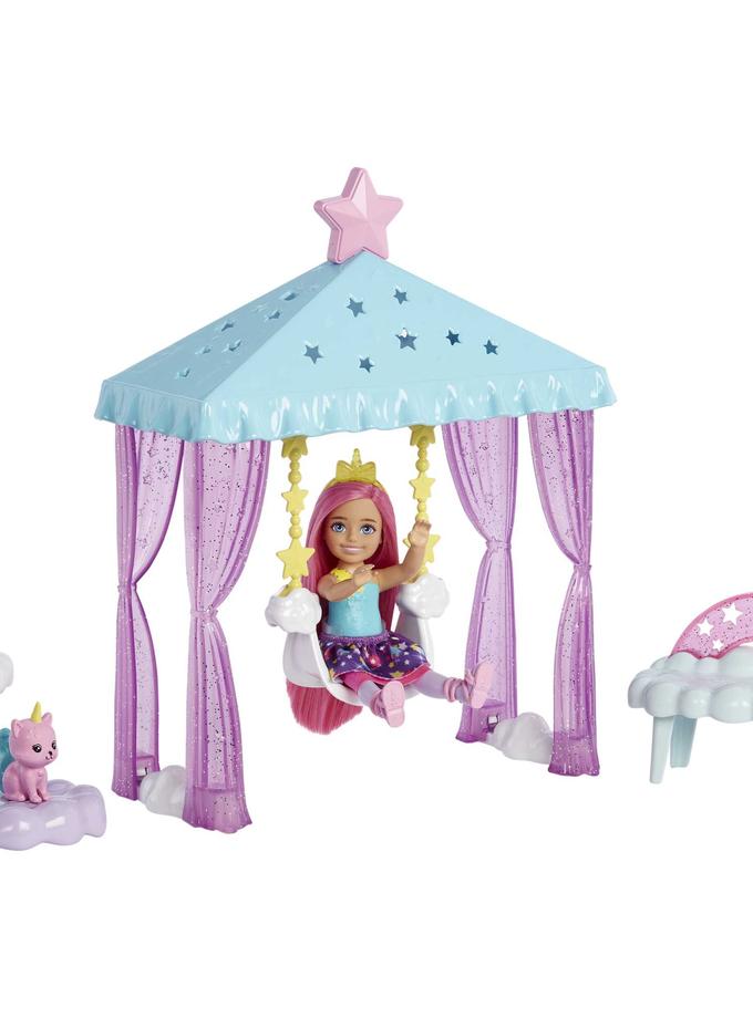 Barbie Dreamtopia Chelsea Small Doll And Accessories, Playset With Canopy Swing, Kitten And More Free shipping