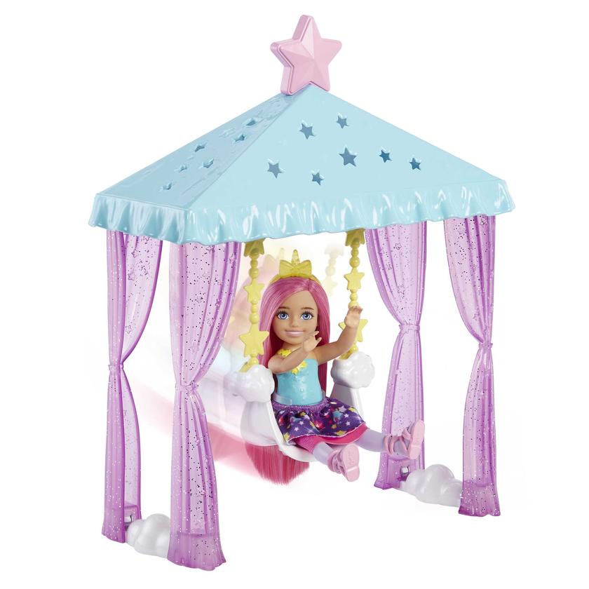 Barbie Dreamtopia Chelsea Small Doll And Accessories, Playset With Canopy Swing, Kitten And More Free shipping