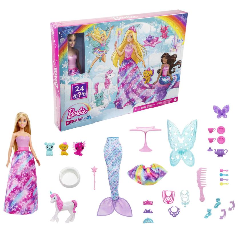 Barbie Dreamtopia Fairytale Surprise Box With Barbie Doll And 24 Gifts Free shipping