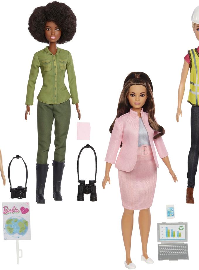 Barbie Eco-Leadership Team 4 Doll Set, Recycled Plastic (Except Head & Hair) On Sale