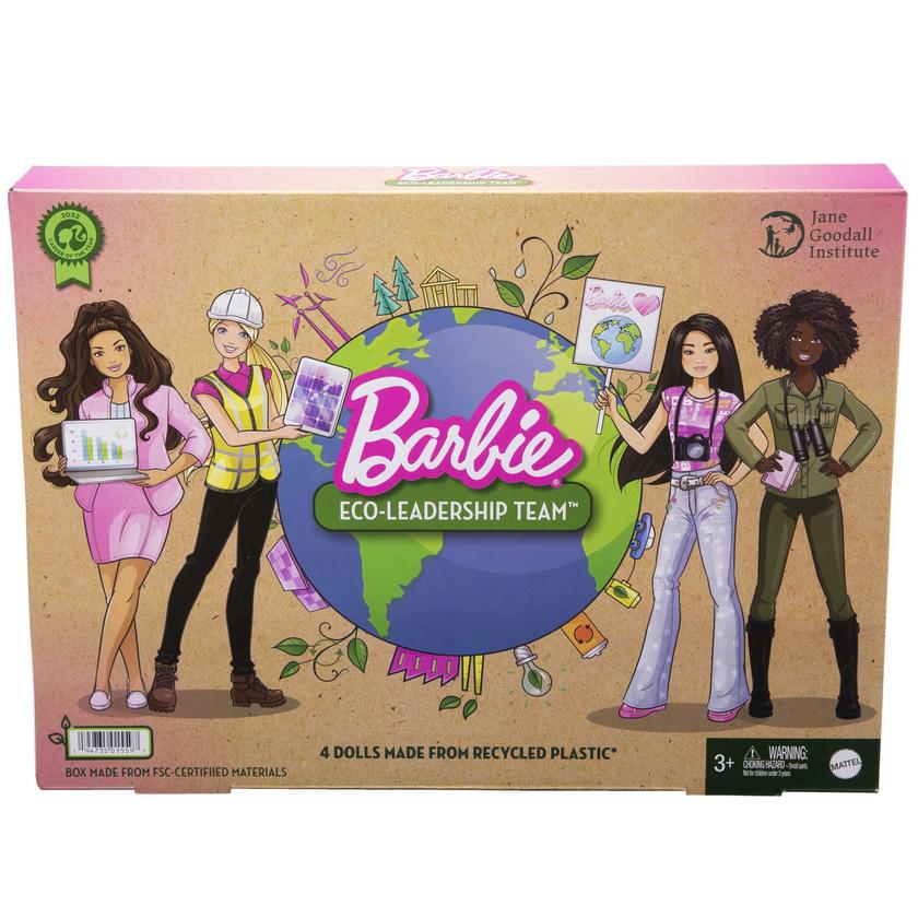 Barbie Eco-Leadership Team 4 Doll Set, Recycled Plastic (Except Head & Hair) On Sale