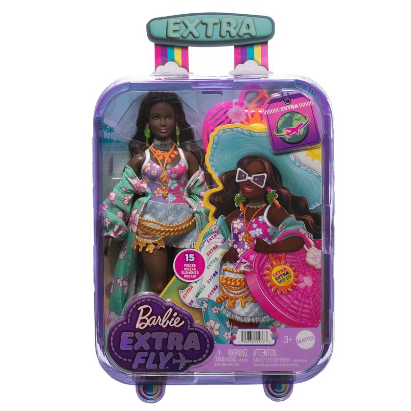 Barbie Extra Cool-Poupée Barbie Voyage en Tenue de Plage Best Seller