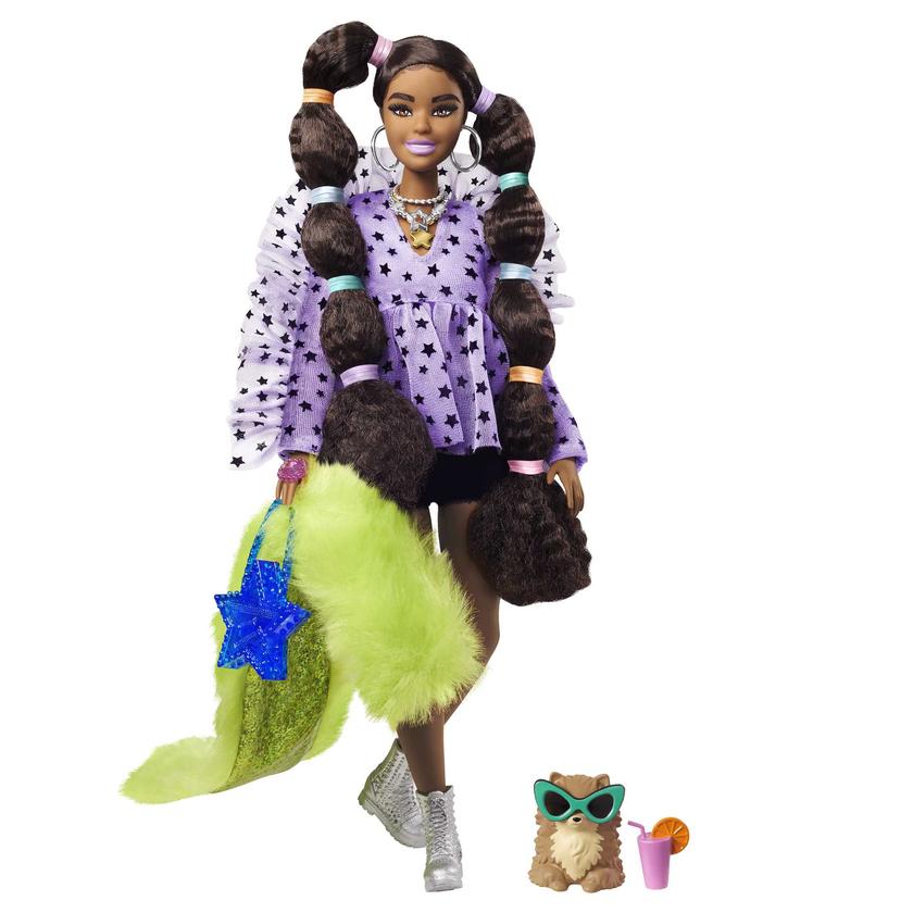 Barbie Extra Doll #7 in Top & Furry Shrug With Pet Pomeranian For Kids 3 Years Old & Up Free shipping