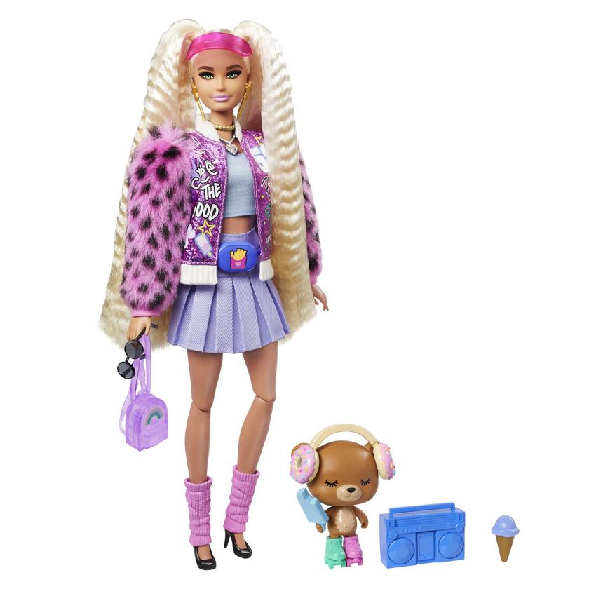 Barbie Extra Doll #8 in Varsity Jacket With Furry Arms & Pet Teddy Bear For 3 Year Olds & Up New Arrival