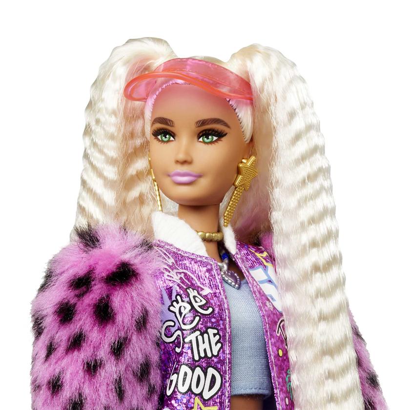 Barbie Extra Doll #8 in Varsity Jacket With Furry Arms & Pet Teddy Bear For 3 Year Olds & Up New Arrival