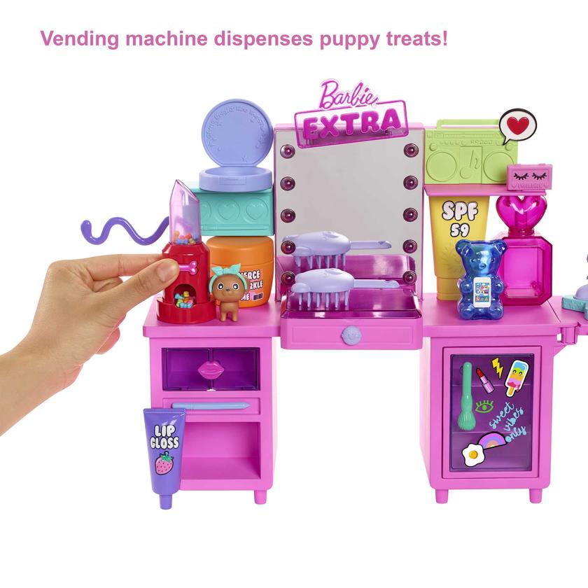 Barbie Extra Doll & Vanity Playset With Exclusive Doll, Pet Puppy, Vanity & 45+ Pieces For Sale