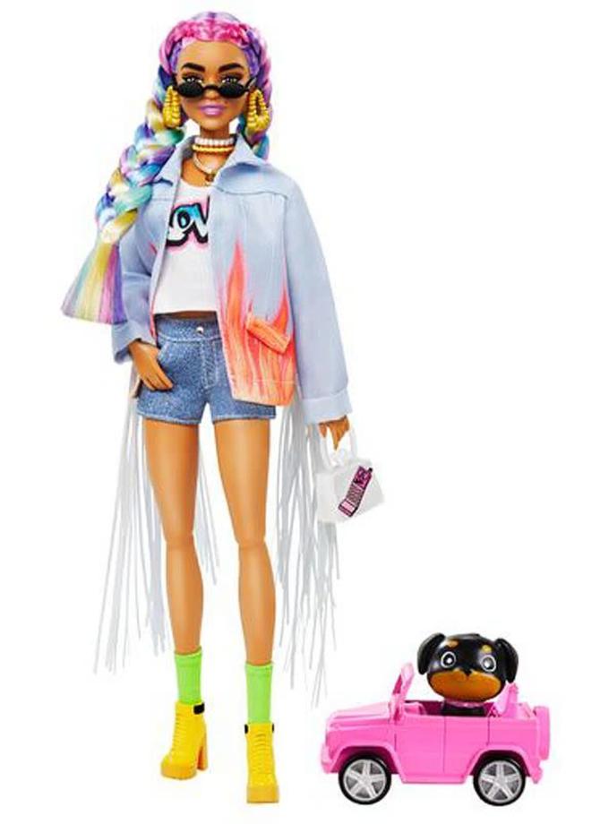 Barbie Extra Doll with Rainbow Braids & Denim Jacket New Arrival