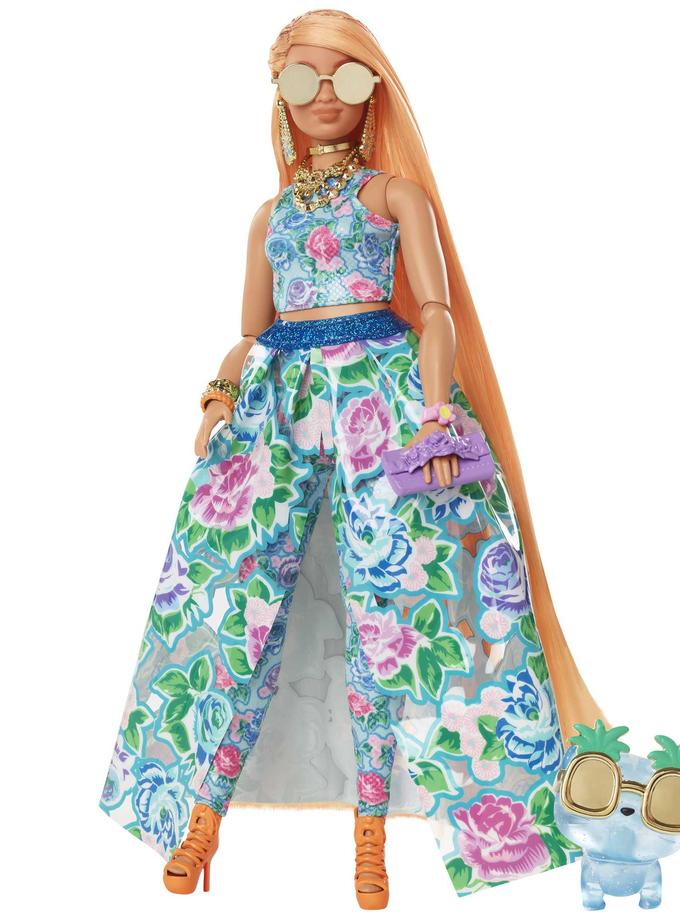 Barbie Extra Fancy Doll in Floral 2-Piece Gown, With Pet, 3 Year Olds & Up Same Day Delivery