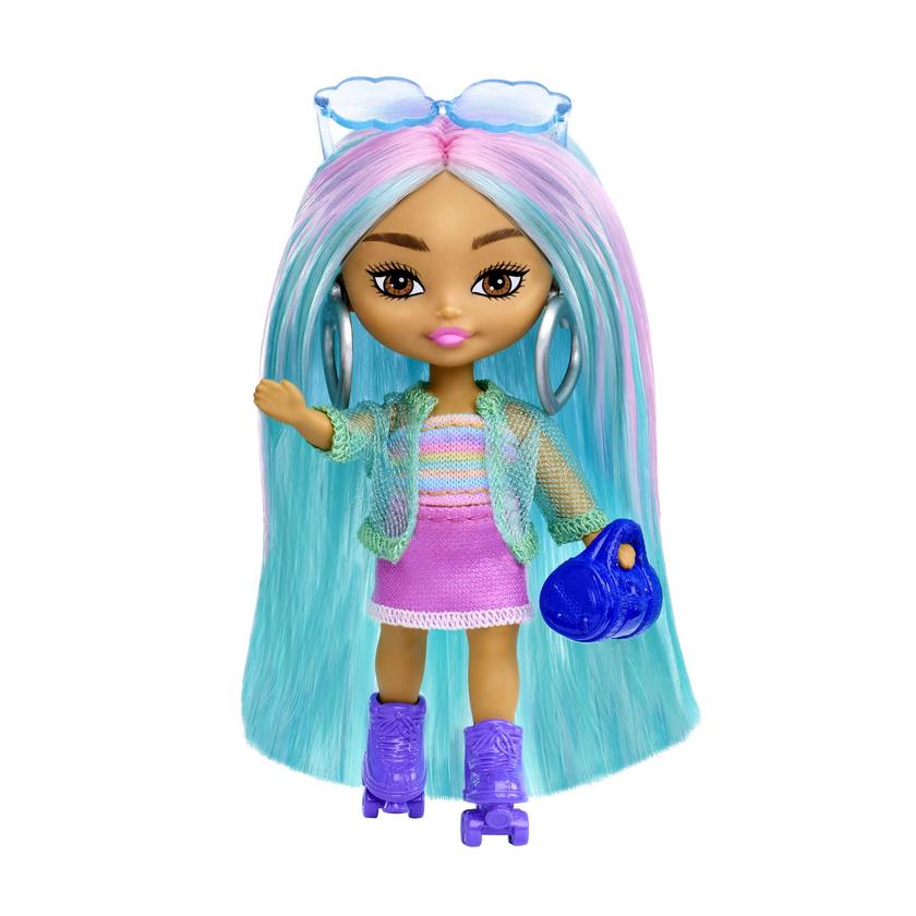 Barbie Extra Mini Minis Doll With Blue Hair, Accessories And Doll Stand, 3.25-Inch Collectible Free shipping