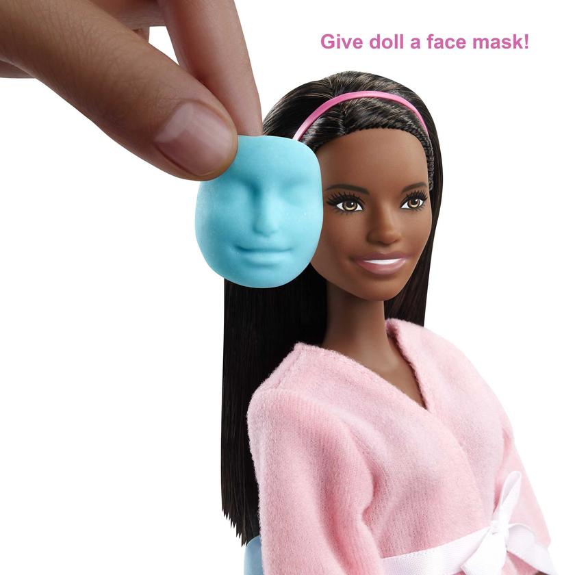 Barbie Face Mask Spa Day Playset, Brunette Barbie Doll, Puppy, Molding Toy & Dough Same Day Delivery