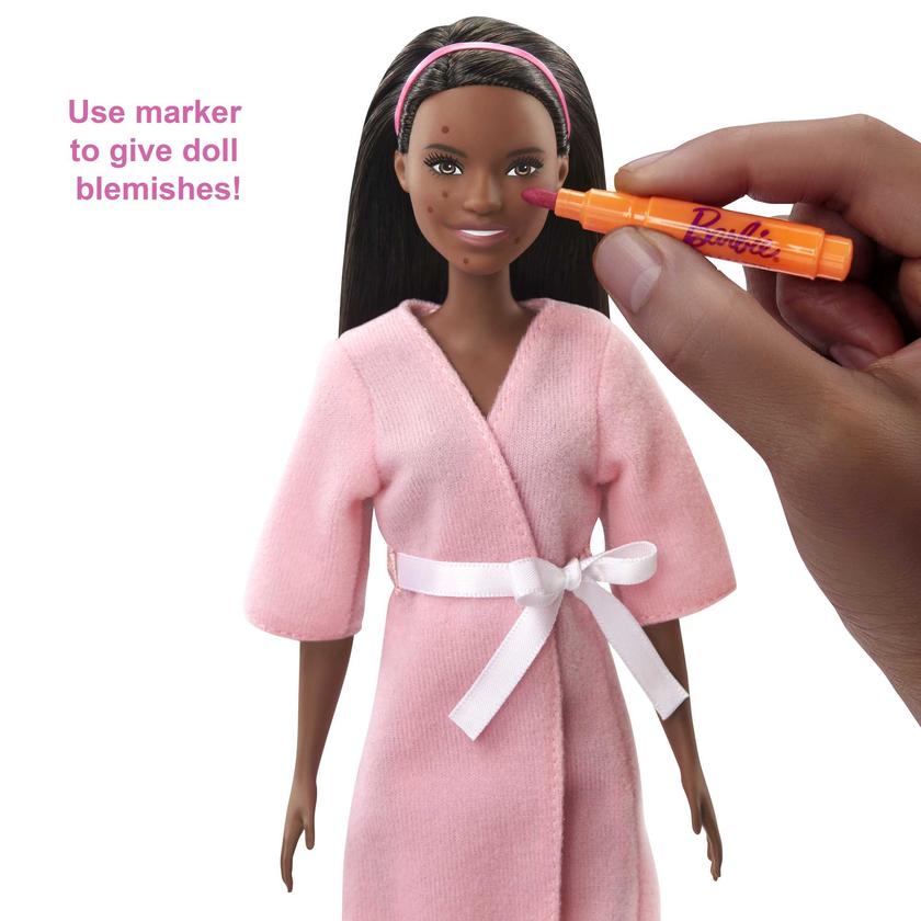 Barbie Face Mask Spa Day Playset, Brunette Barbie Doll, Puppy, Molding Toy & Dough Same Day Delivery