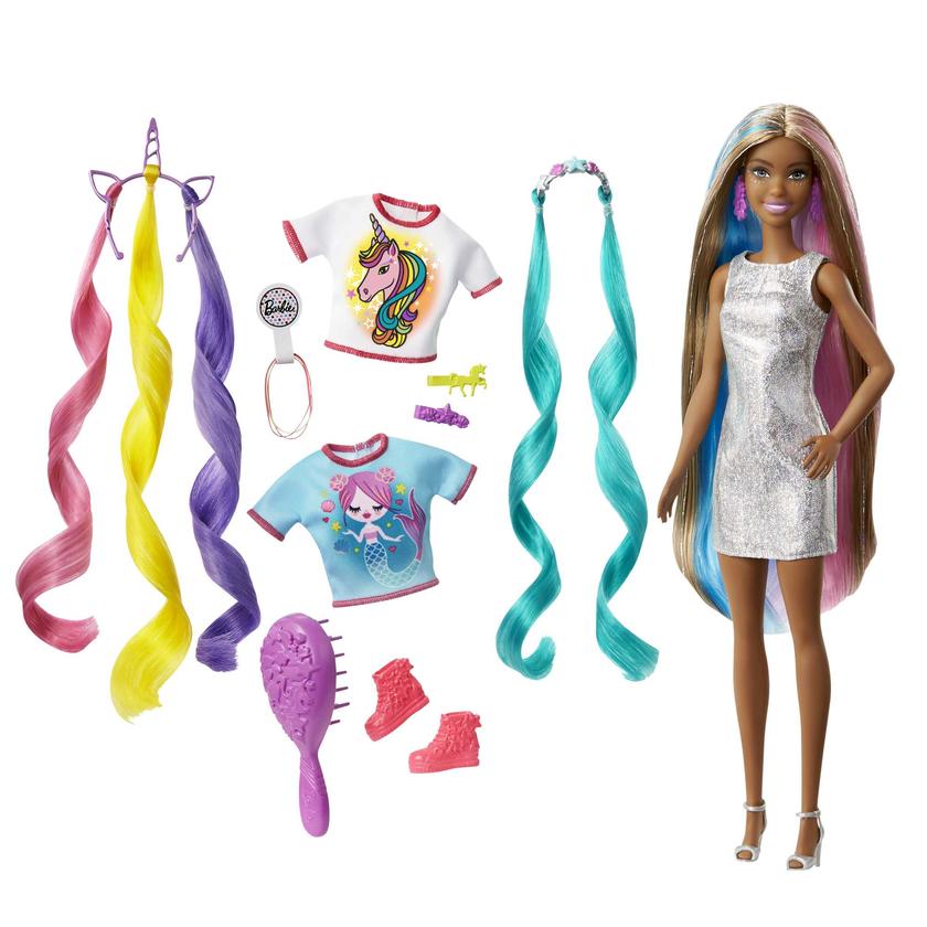 Barbie Fantasy Hair Fashion Doll With Colorful Brunette Hair, Accessories And Clothes New Arrival