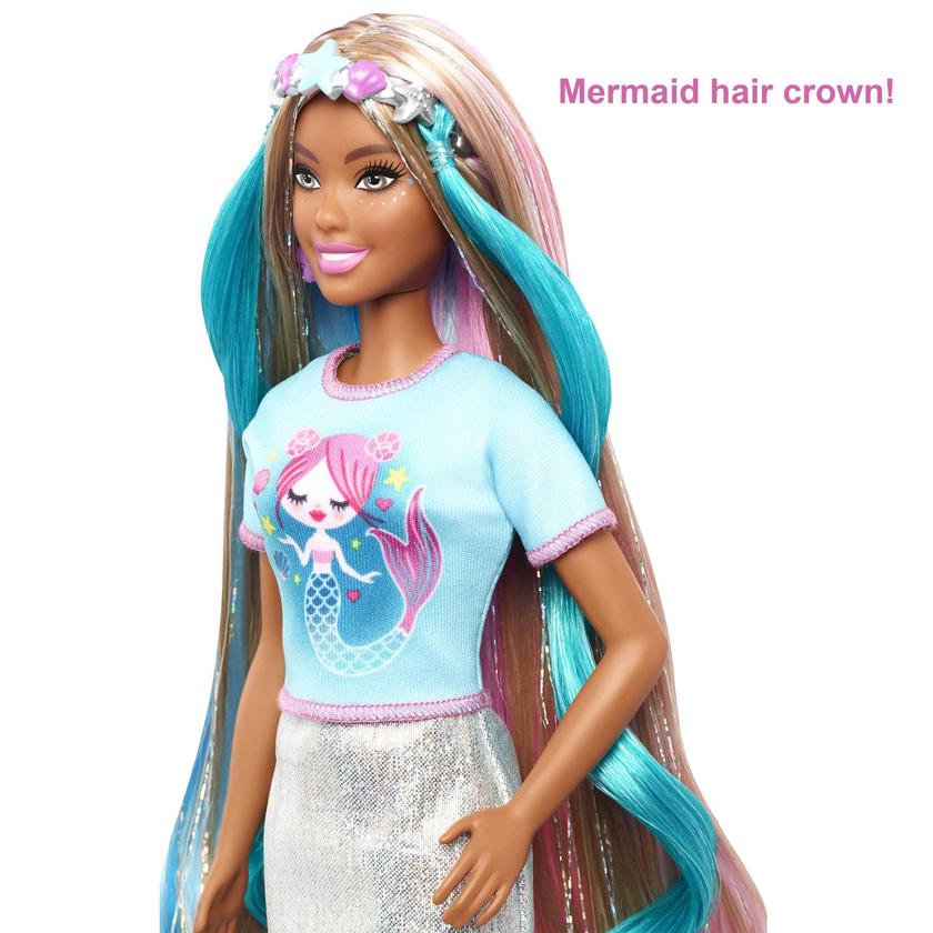 Barbie Fantasy Hair Fashion Doll With Colorful Brunette Hair, Accessories And Clothes New Arrival