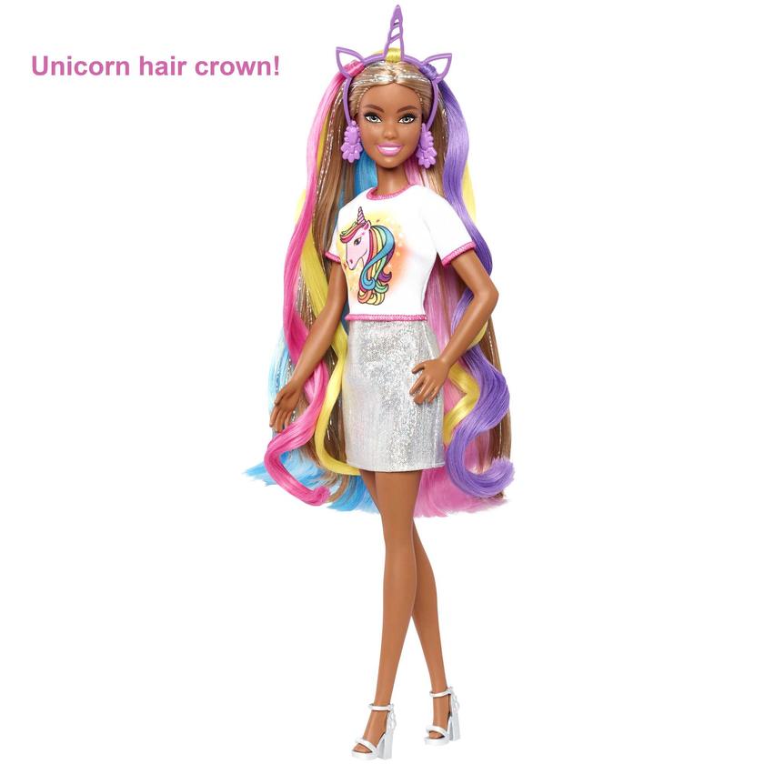 Barbie Fantasy Hair Fashion Doll With Colorful Brunette Hair, Accessories And Clothes New Arrival