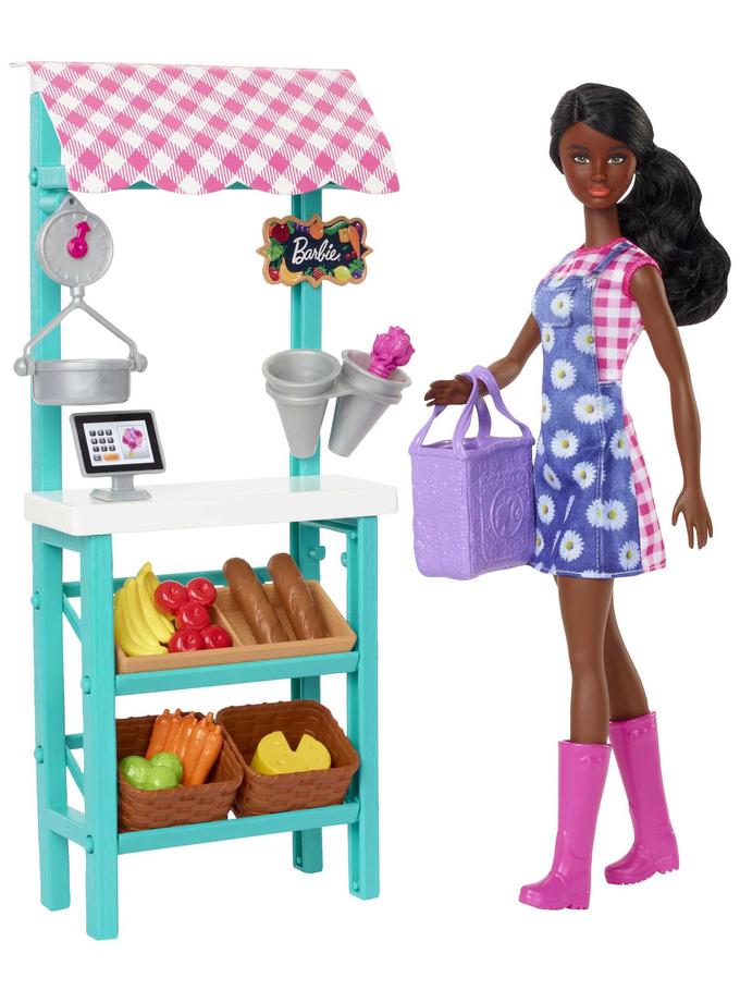 Barbie Farmers Market, Doll (Brunette), Stand, Register & More, 3 & Up Best Seller