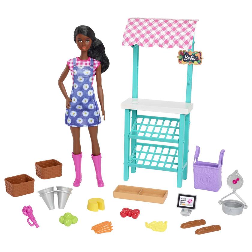 Barbie Farmers Market, Doll (Brunette), Stand, Register & More, 3 & Up Best Seller