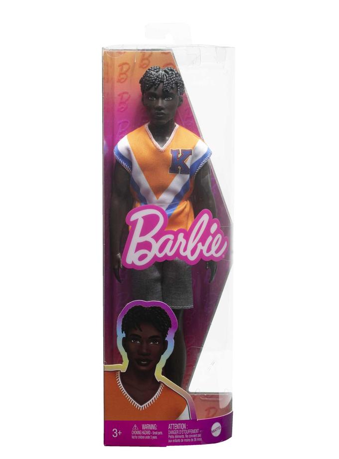 Barbie Fashionista Boneca Ken em Camiseta Laranja e Shorts Cinza Free shipping