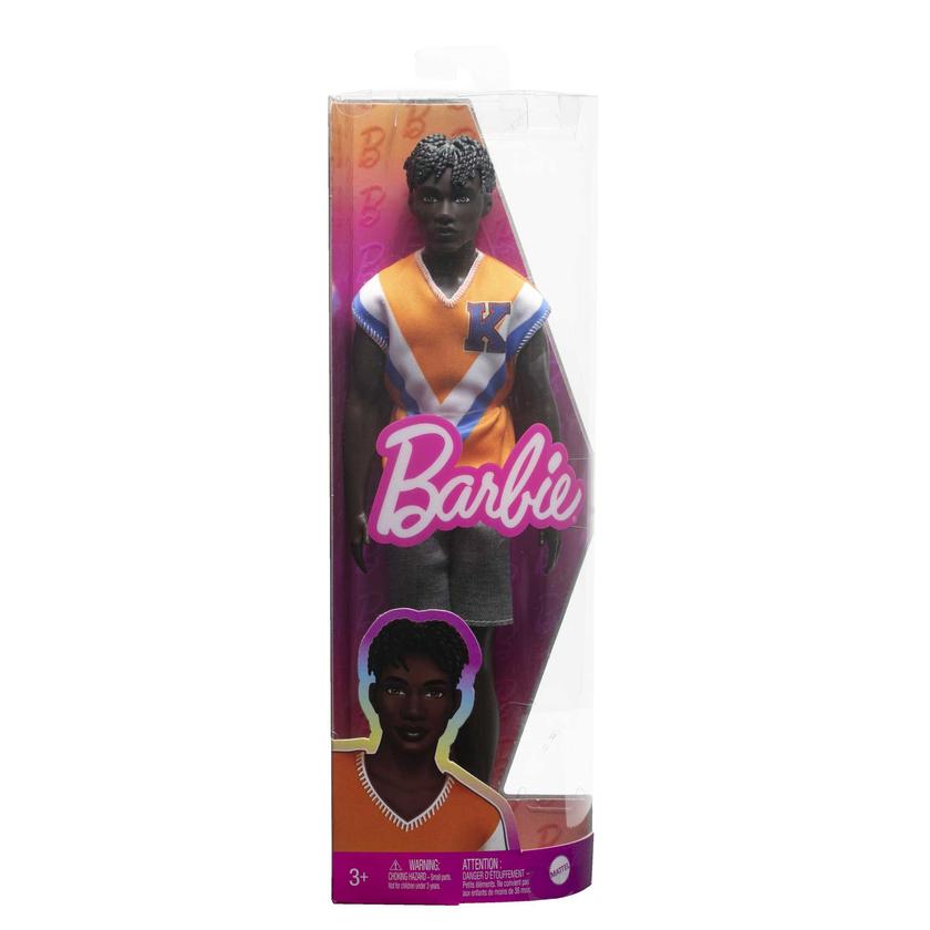 Barbie Fashionista Boneca Ken em Camiseta Laranja e Shorts Cinza Free shipping