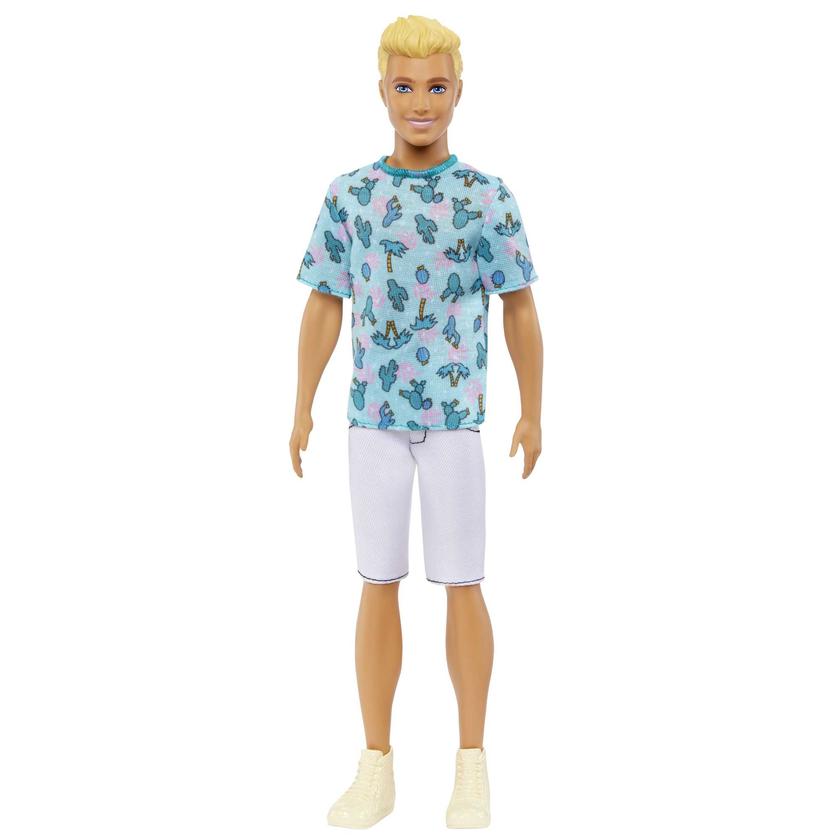 Barbie Fashionista Boneco Ken com Camiseta Azul e Shorts Brancos Free shipping