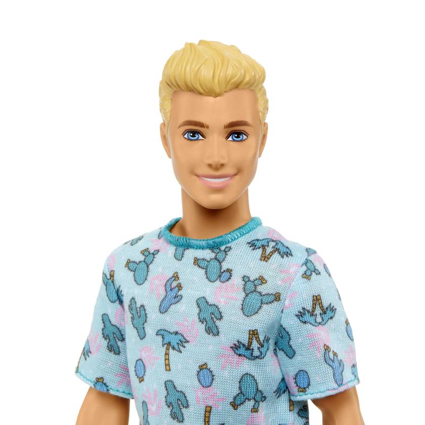 Barbie Fashionista Boneco Ken com Camiseta Azul e Shorts Brancos Free shipping