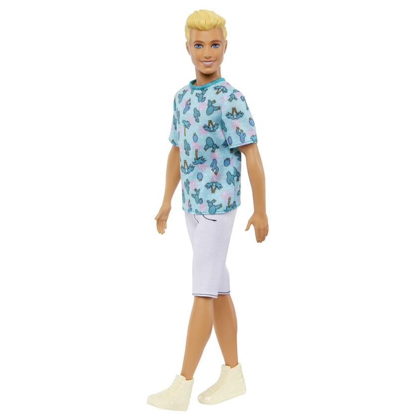 Barbie Fashionista Boneco Ken com Camiseta Azul e Shorts Brancos Free shipping