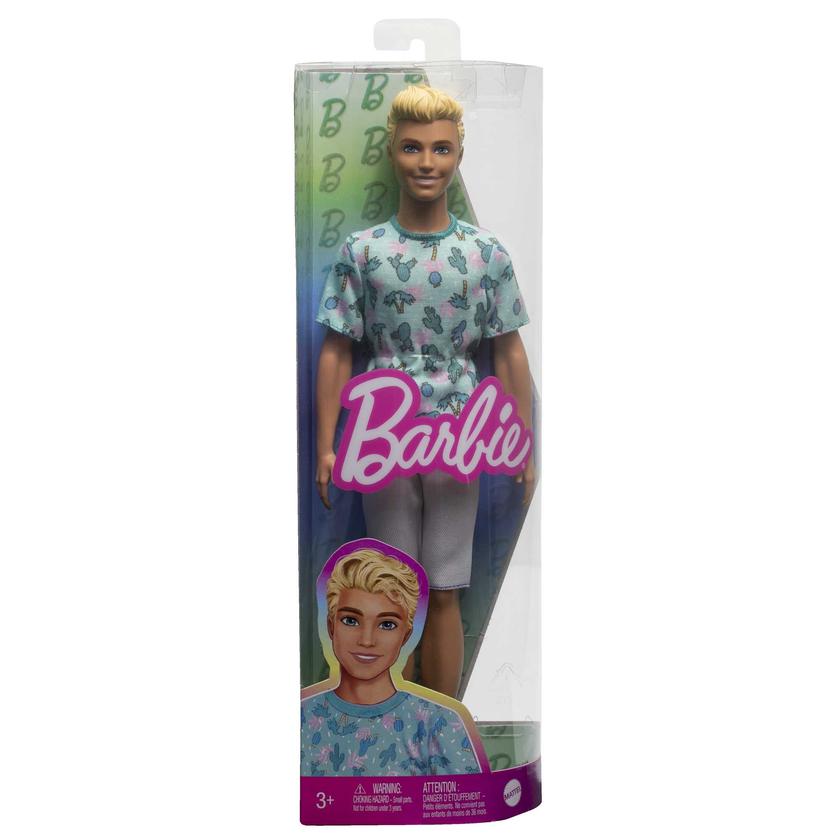 Barbie Fashionista Boneco Ken com Camiseta Azul e Shorts Brancos Free shipping