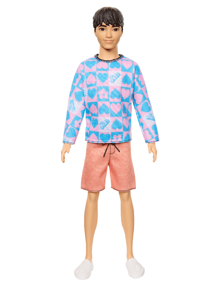 Barbie Fashionista Boneco Ken Suéter Azul e Rosa com Shorts Laranja On Sale