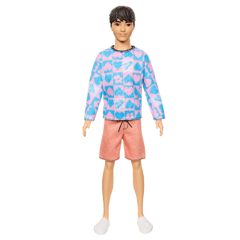 Barbie Fashionista Boneco Ken Suéter Azul e Rosa com Shorts Laranja On Sale