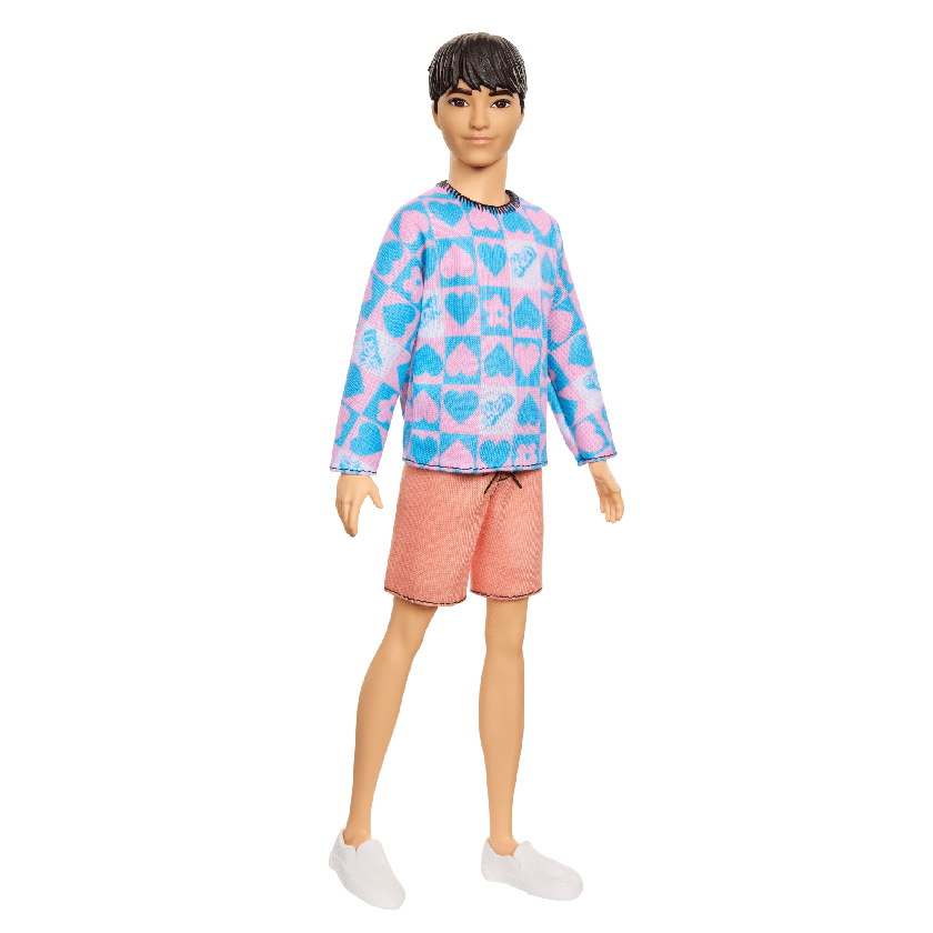 Barbie Fashionista Boneco Ken Suéter Azul e Rosa com Shorts Laranja On Sale