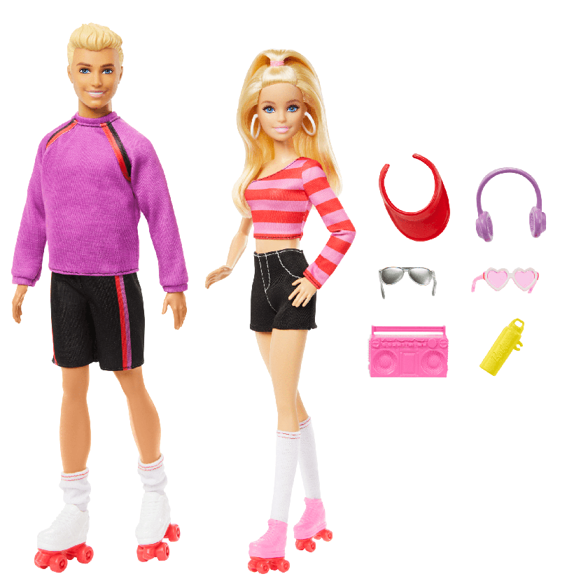 Barbie Fashionistas 2 Doll & 6 Accessories Set, Roller-Skating Theme, 65th Anniversary Best Price