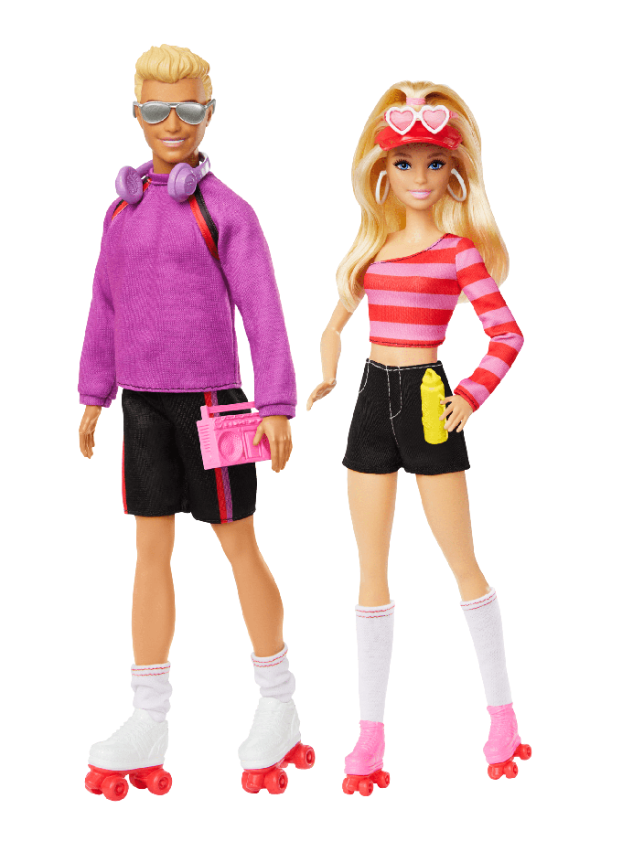 Barbie Fashionistas 2 Doll & 6 Accessories Set, Roller-Skating Theme, 65th Anniversary Free shipping