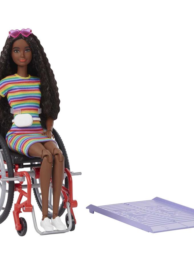 Barbie Fashionistas Doll #166 With Wheelchair & Crimped Brunette Hair Same Day Delivery