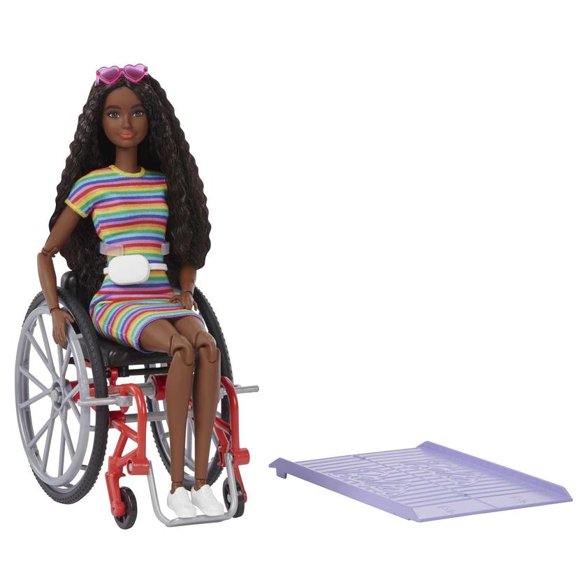 Barbie Fashionistas Doll #166 With Wheelchair & Crimped Brunette Hair Same Day Delivery